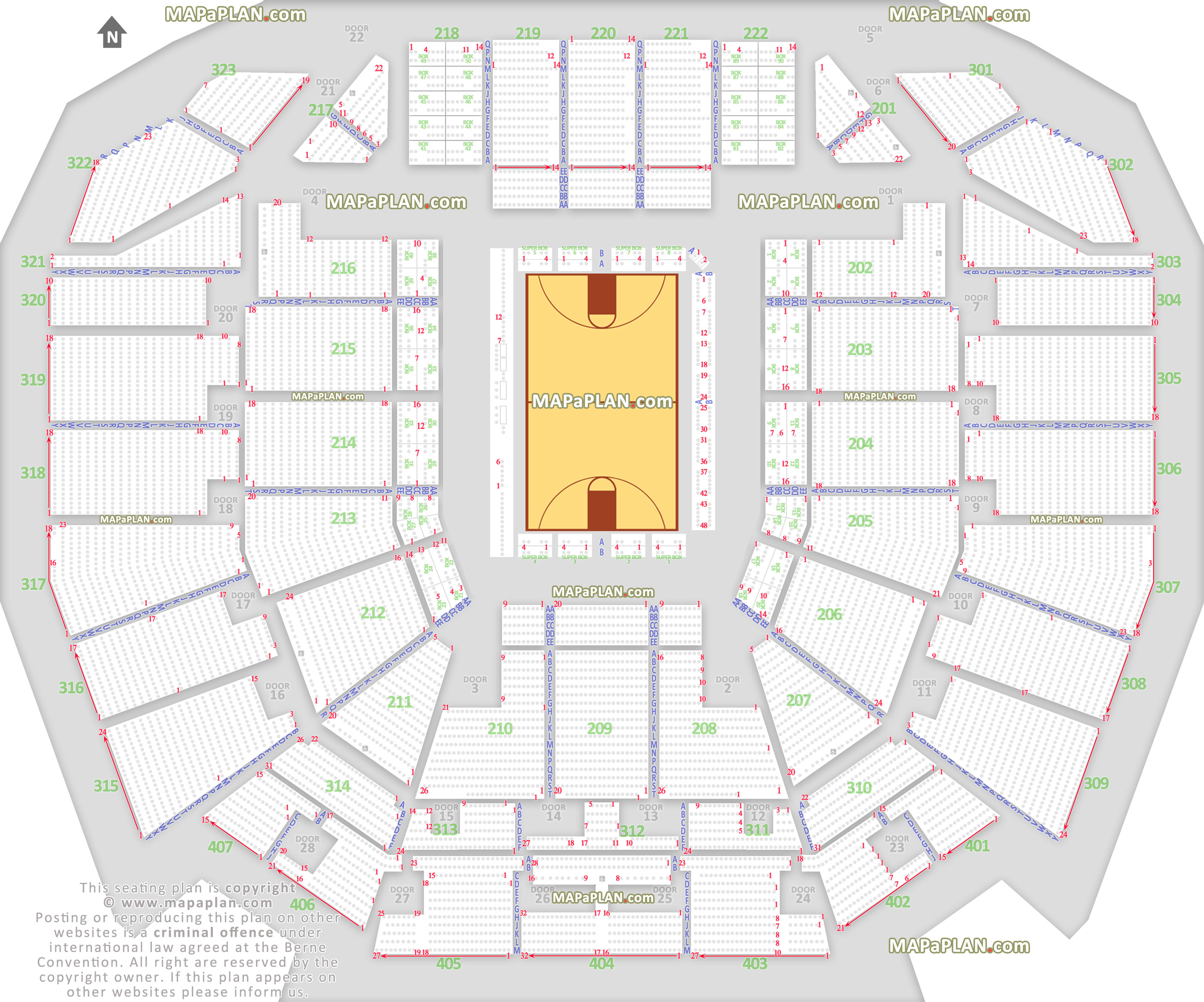 wildcats basketball game numbered floor map with lower upper tier including side view sections door plan Perth RAC Arena seating plan