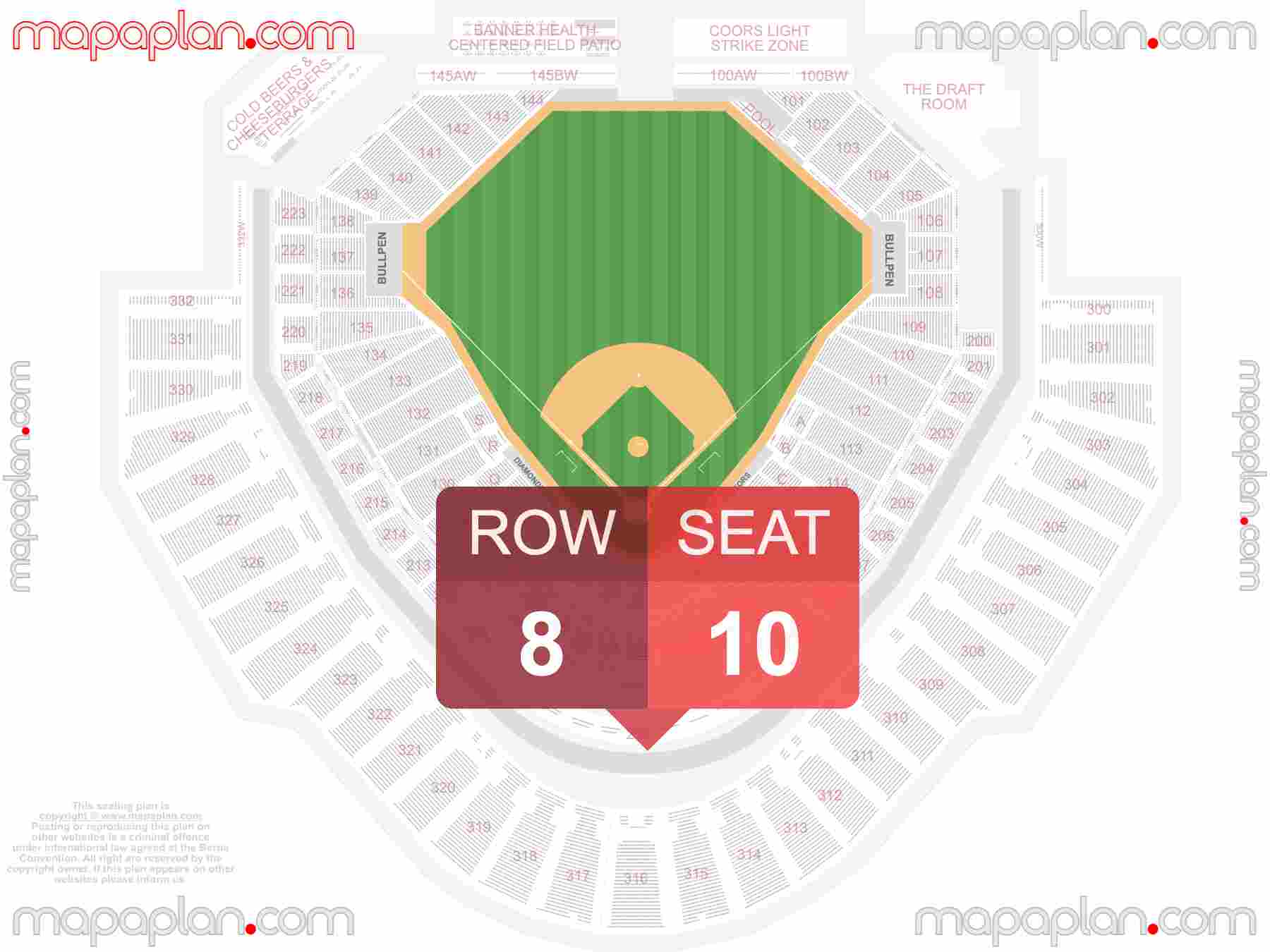 Phoenix Chase Field seating chart Concert & Diamondbacks Stadium Baseball inside capacity view arrangement plan - Interactive virtual 3d best seats & rows detailed stadium image configuration layout