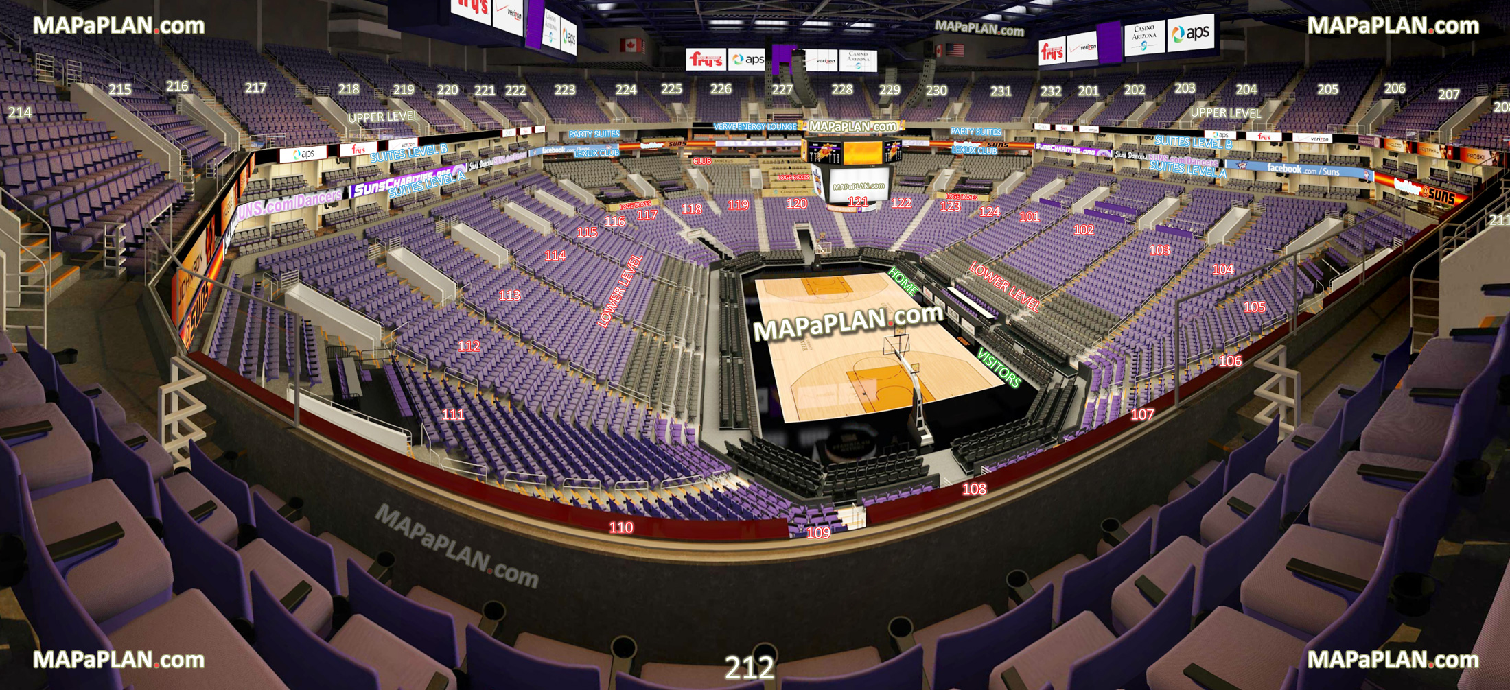 view section 212 row 4 seat 10 suns basketball game photo 100 lower 200 upper leval luxury premium vip suites zone Phoenix Talking Stick Resort Arena seating chart