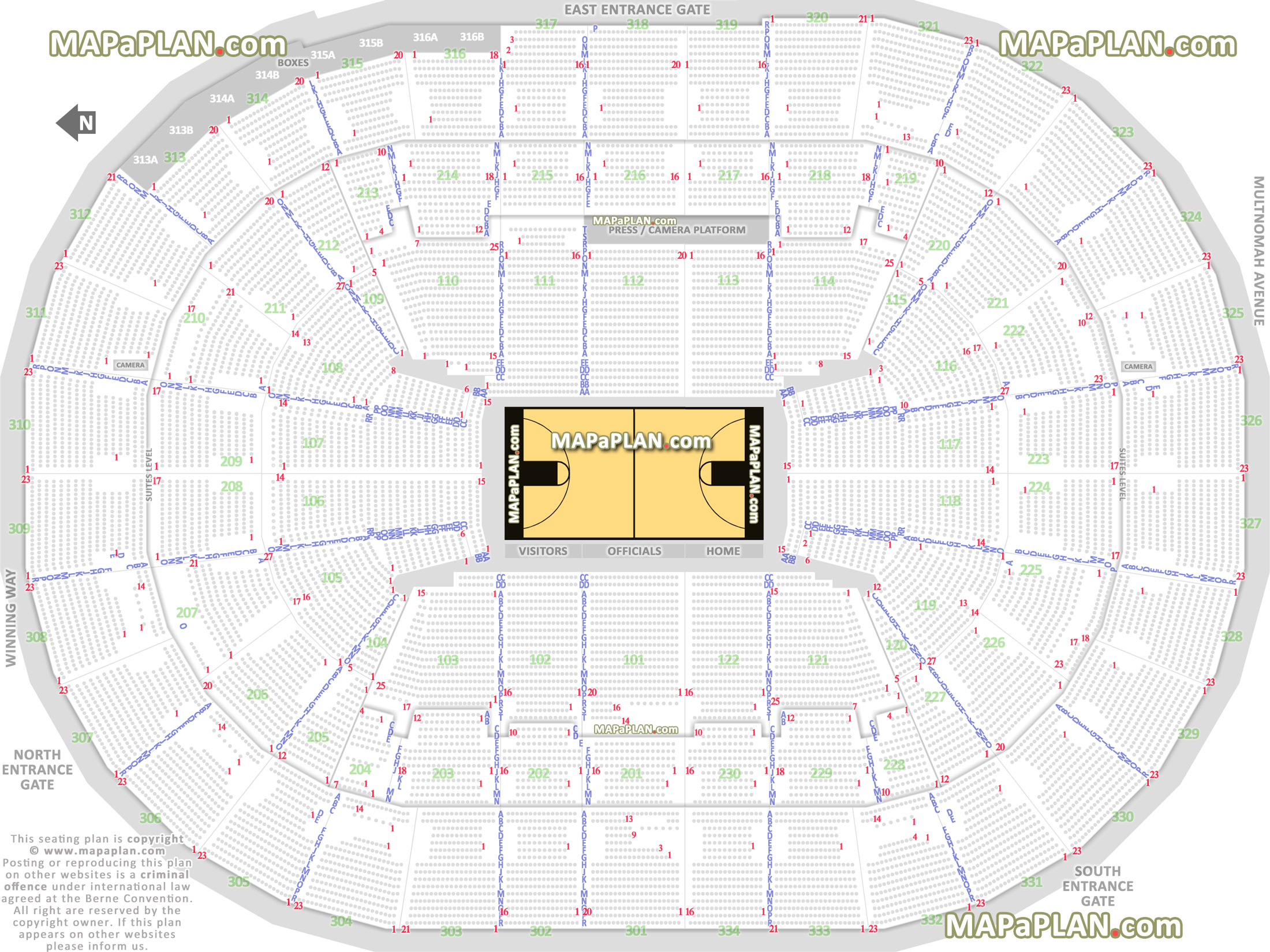 trail blazers nba basketball game arena stadium individual find seat locator how rows numbered sideline courtside blazer boxes kuni lexus club levels Portland Moda Center seating chart