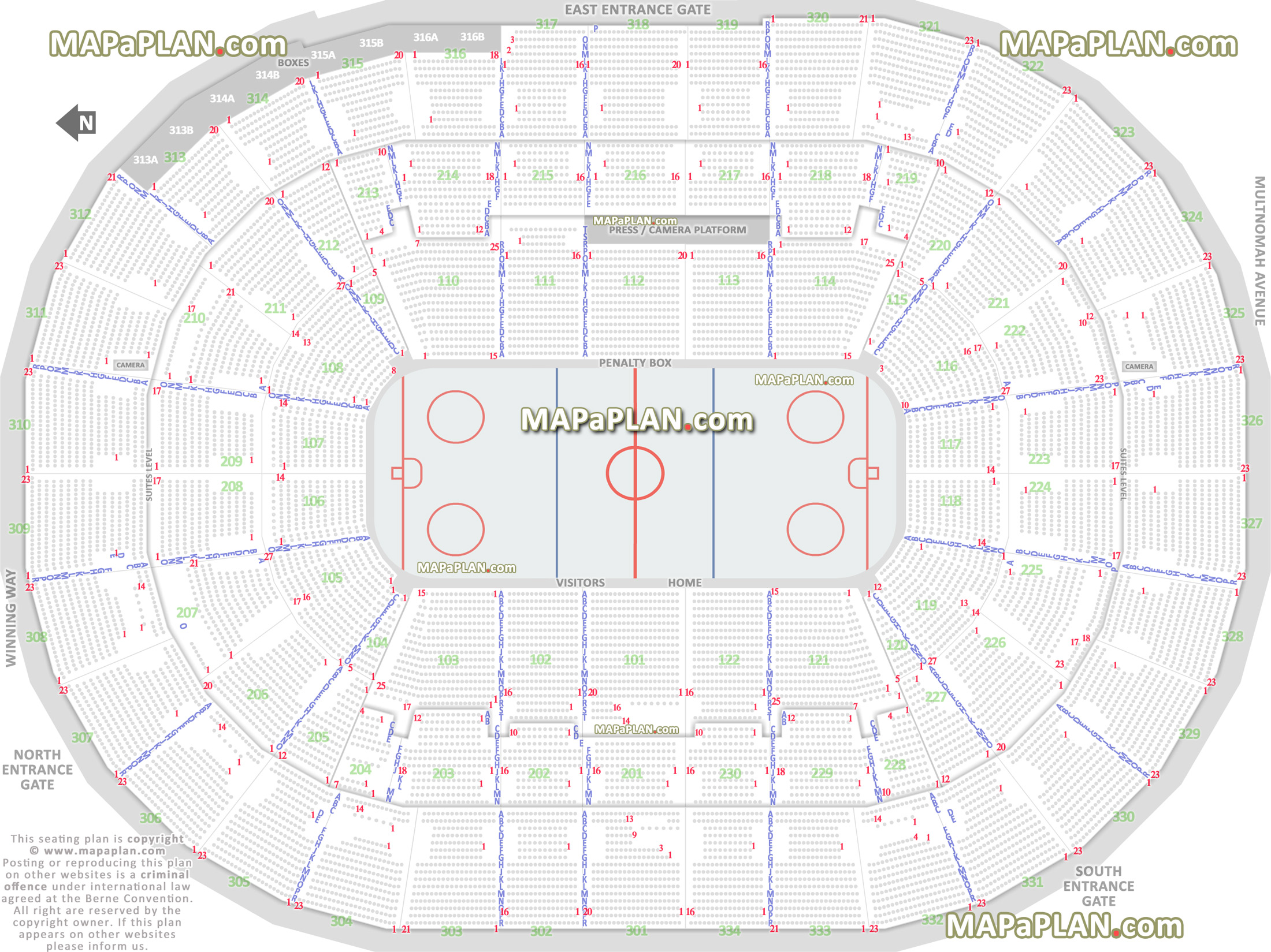 winterhawks ice hockey rink rose quarter oregon how many seats row section map penalty box home bench visitors double attack shoot twice zone glass rinkside Portland Moda Center seating chart