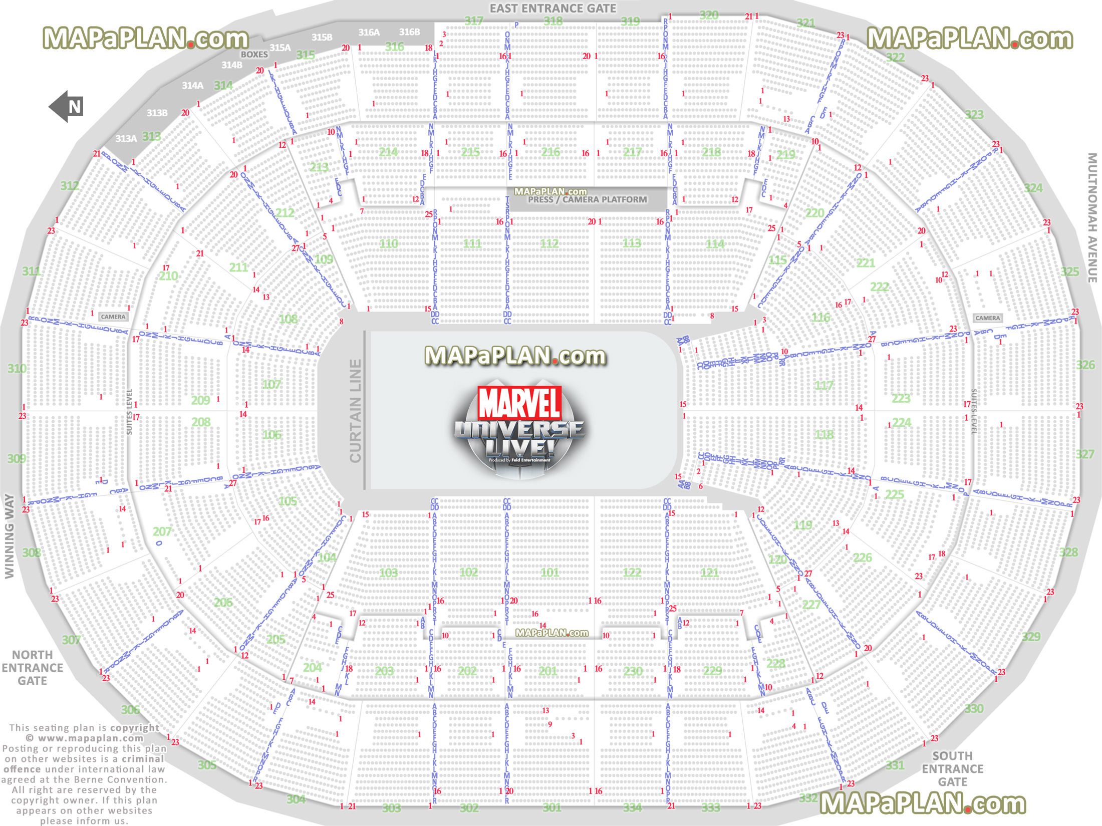 marvel universe live new show interactive balcony best seat selection arrangement review diagram sections 105 203 209 215 224 229 301 304 308 310 311 318 330 334 333 334 Portland Moda Center seating chart