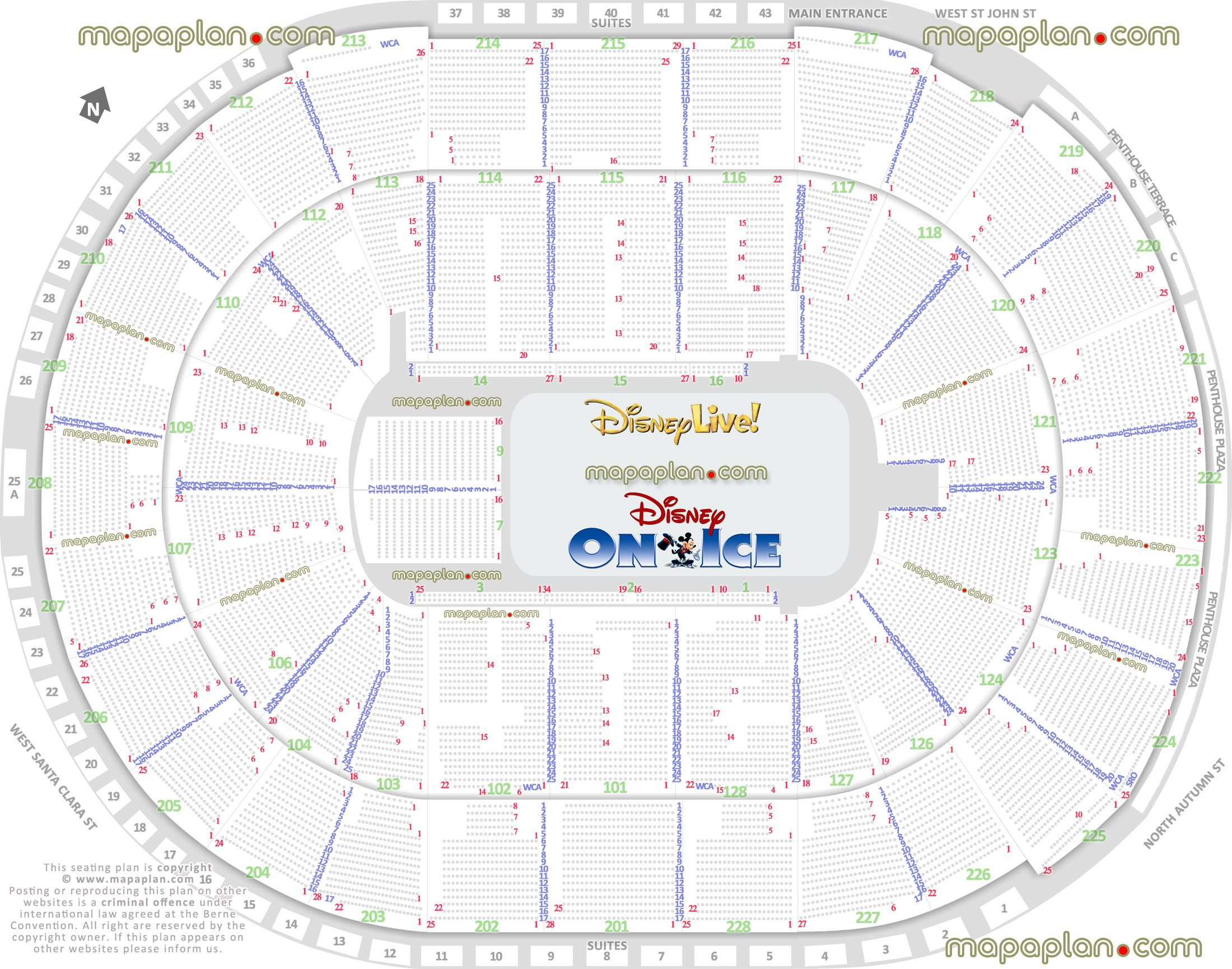 disney live disney ice san jose shark tank hp pavilion usa best seat finder 3d tool precise detailed aisle seat row numbering location data plan ice rink event floor level lower bowl concourse upper balcony seating San Jose SAP Center seating chart