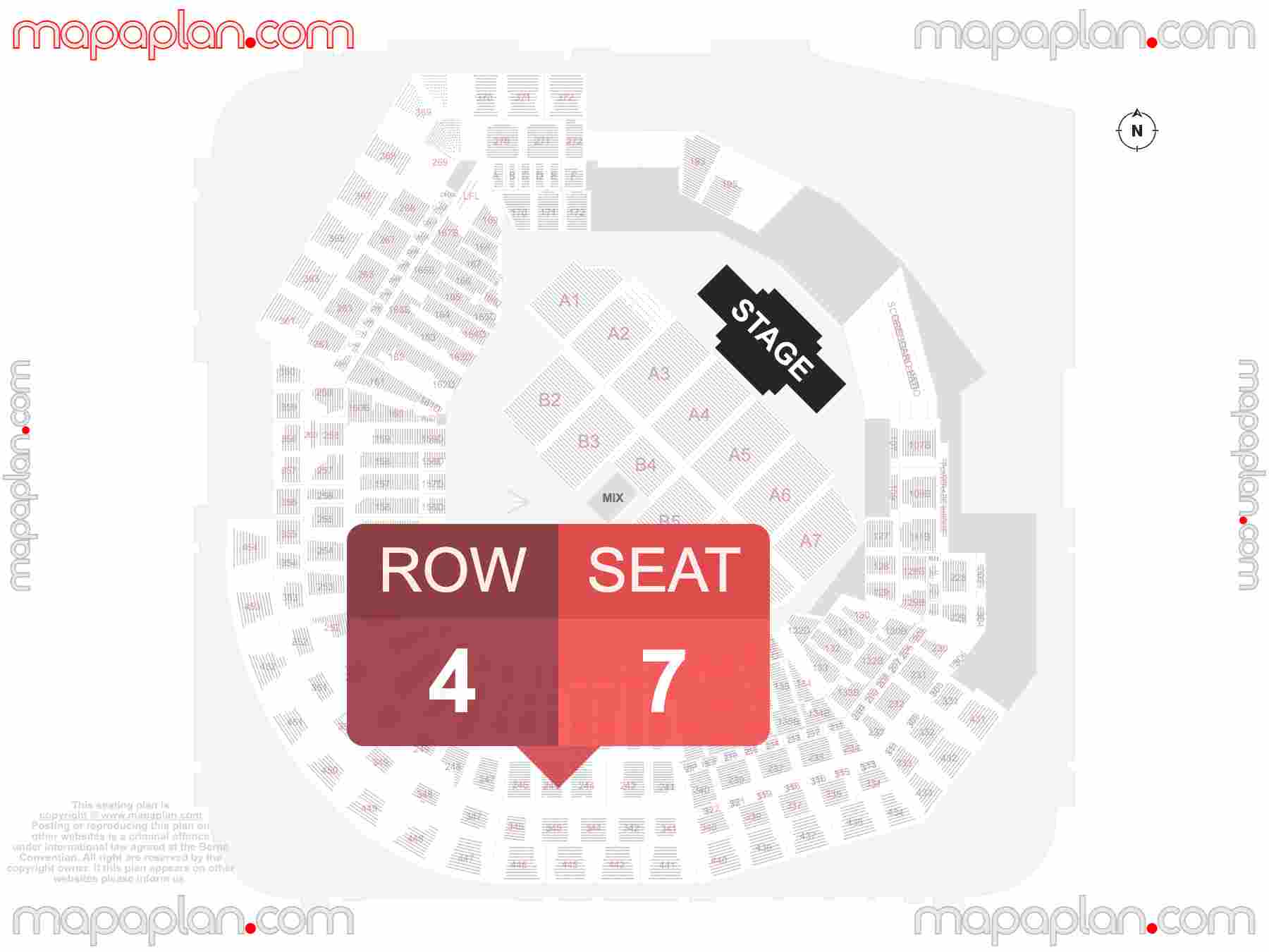 St. Louis Busch Stadium seating chart Concert & Cardinals Baseball detailed seat numbers and row numbering chart with interactive map plan layout