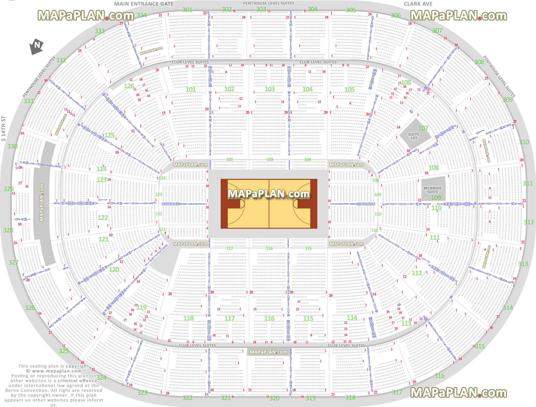 ncaa missouri valley conference college basketball tournament best partial obstructed view seat finder tool precise detailed aisle courtside sideline court baseline numbering location data St. Louis Enterprise Center seating chart