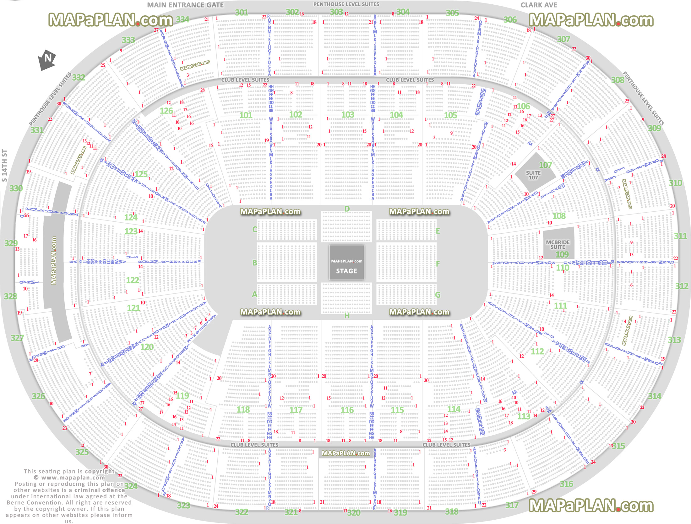 concert round 360 stage setup missouri mo how many seats row sections 101 102 103 104 105 106 107 108 109 110 111 112 113 114 115 116 117 118 119 120 121 122 123 124 125 126  St. Louis Enterprise Center seating chart