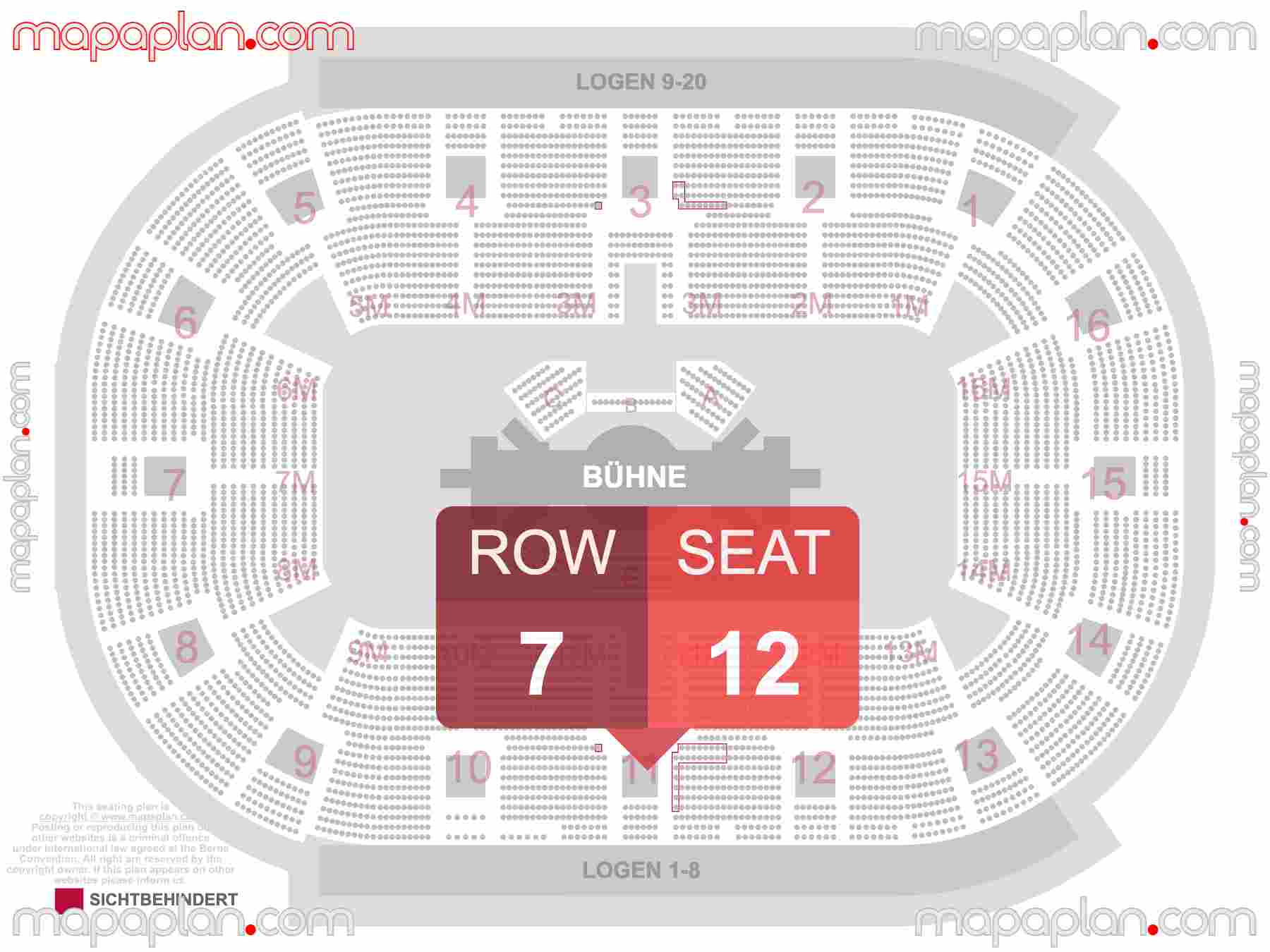 Stuttgart Porsche Arena seating plan Concerts and Cirque du Soleil show Konzerte Sitzplan mit Sitzplatznummerierung und Reihennummerierung inside capacity view arrangement map - Interactive virtual 3d best seats & rows detailed stadium image configuration layout