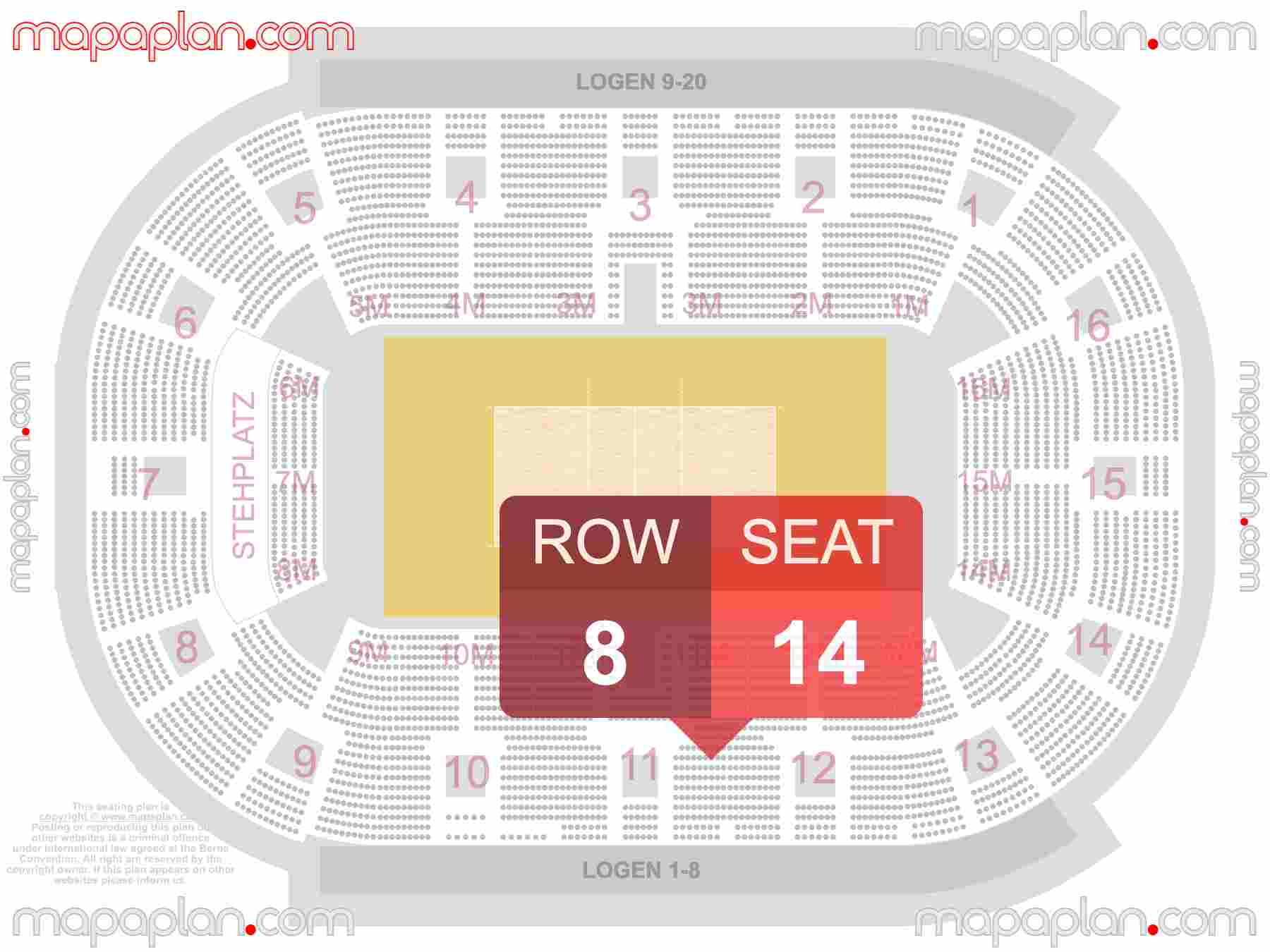 Stuttgart Porsche Arena seating plan Concert Volleyball TVB Stuttgart Handball Konzerte Sitzplan mit Sitzplatz & Reihennummerierung find best seats row numbering system map showing how many seats per row - Individual find my seat virtual locator