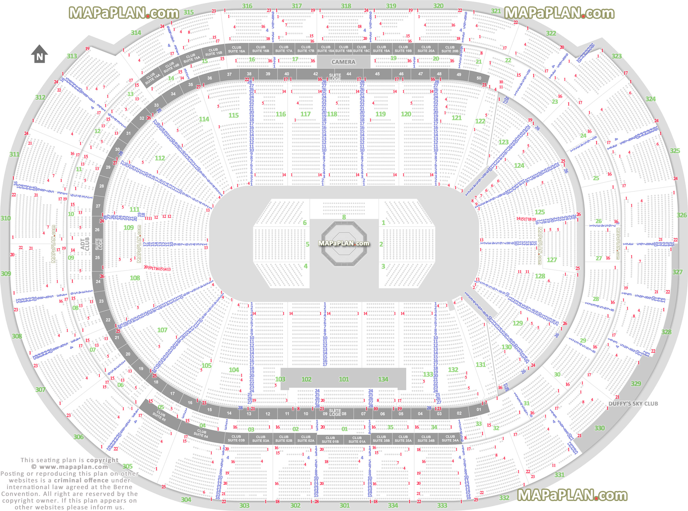 ufc mma fights fully seated setup chart viewer premium executive vip lounge wheelchair disabled seating row 3 section 302 304 306 308 309 310 311 Sunrise FLA Live Arena seating chart