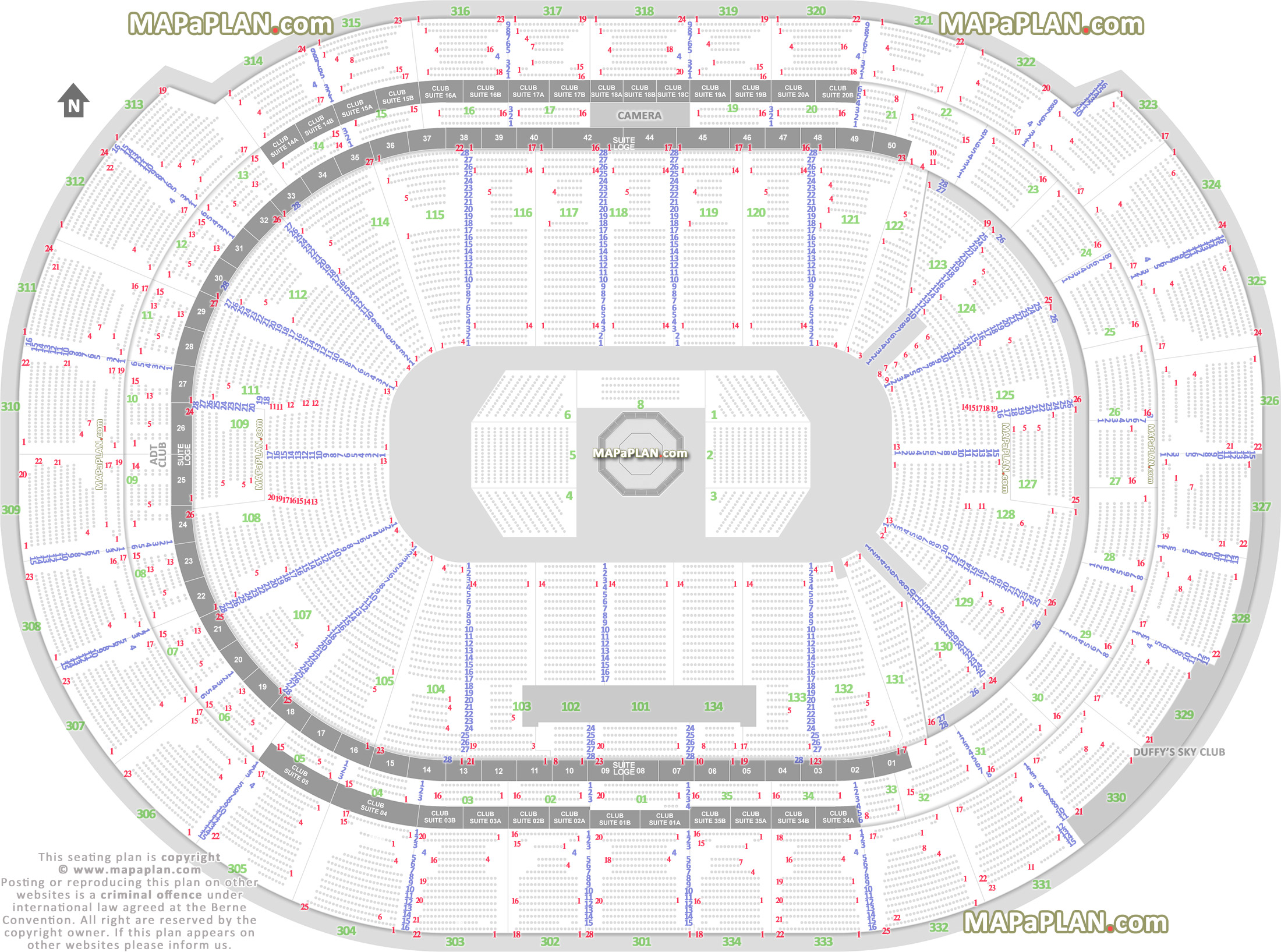 ufc mma fights fully seated setup chart viewer premium executive vip lounge wheelchair disabled seating row 3 section 302 304 306 308 309 310 311 Sunrise FLA Live Arena seating chart