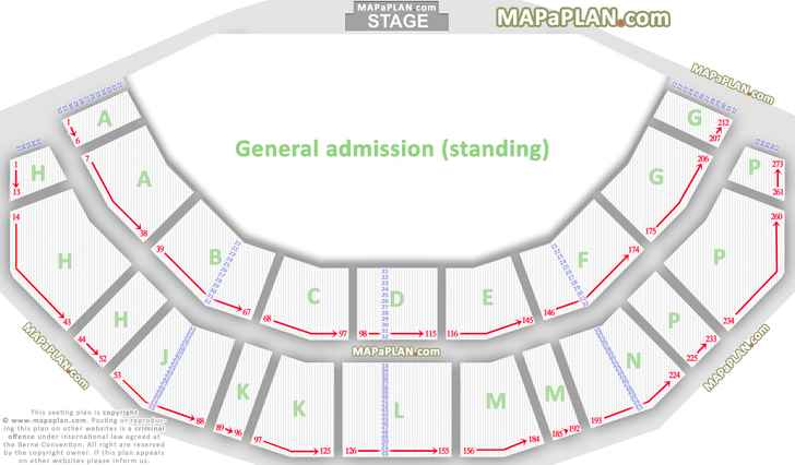 General admission ground floor standing diagram with seated tiered levels map Dublin 3Arena O2 Arena seating chart