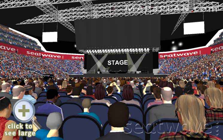 The O2 Arena London seating plan Block C3 Row N Stage view from right rear seats