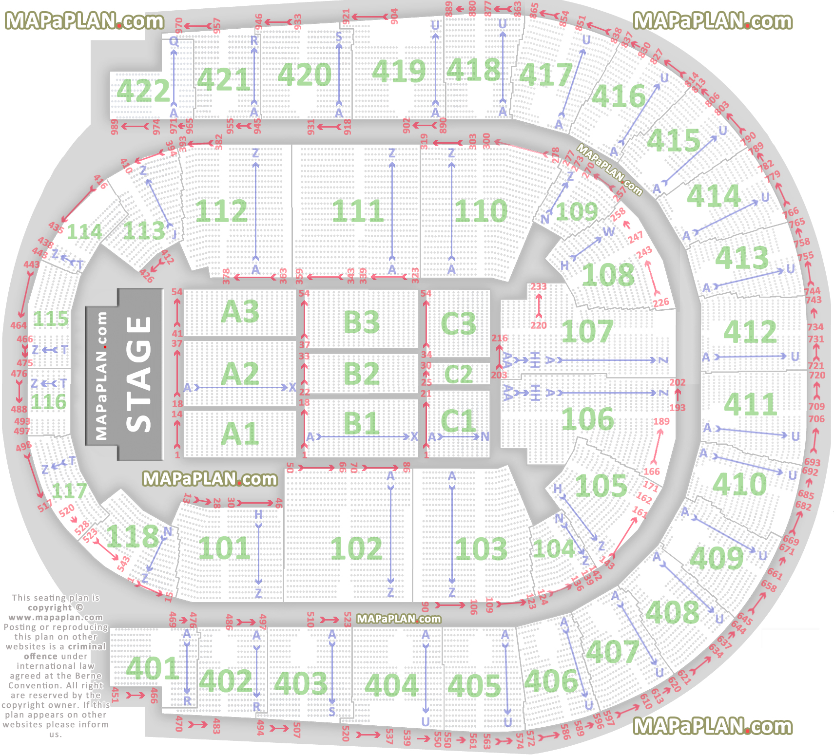 The O2 Arena London seating plan Detailed seats rows and blocks numbers chart