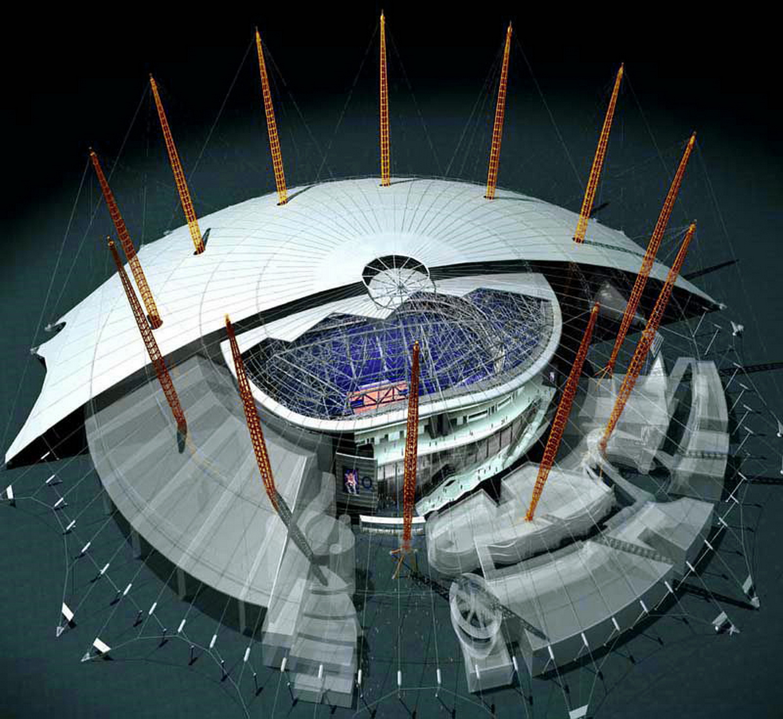 The O2 Arena London seating plan Birds eye aerial cutaway view