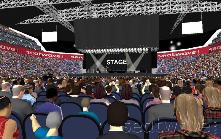 The O2 Arena London seating plan Block C3 Row N Stage view from right rear seats