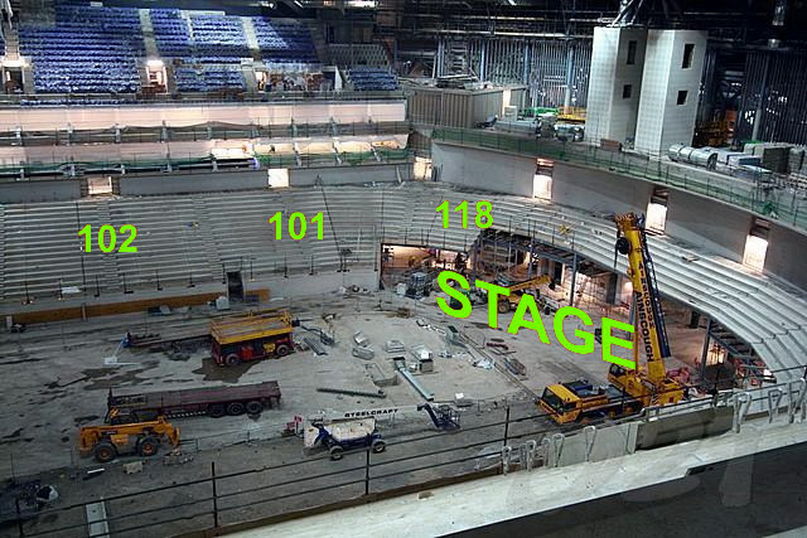 The O2 Arena London seating plan Stage construction