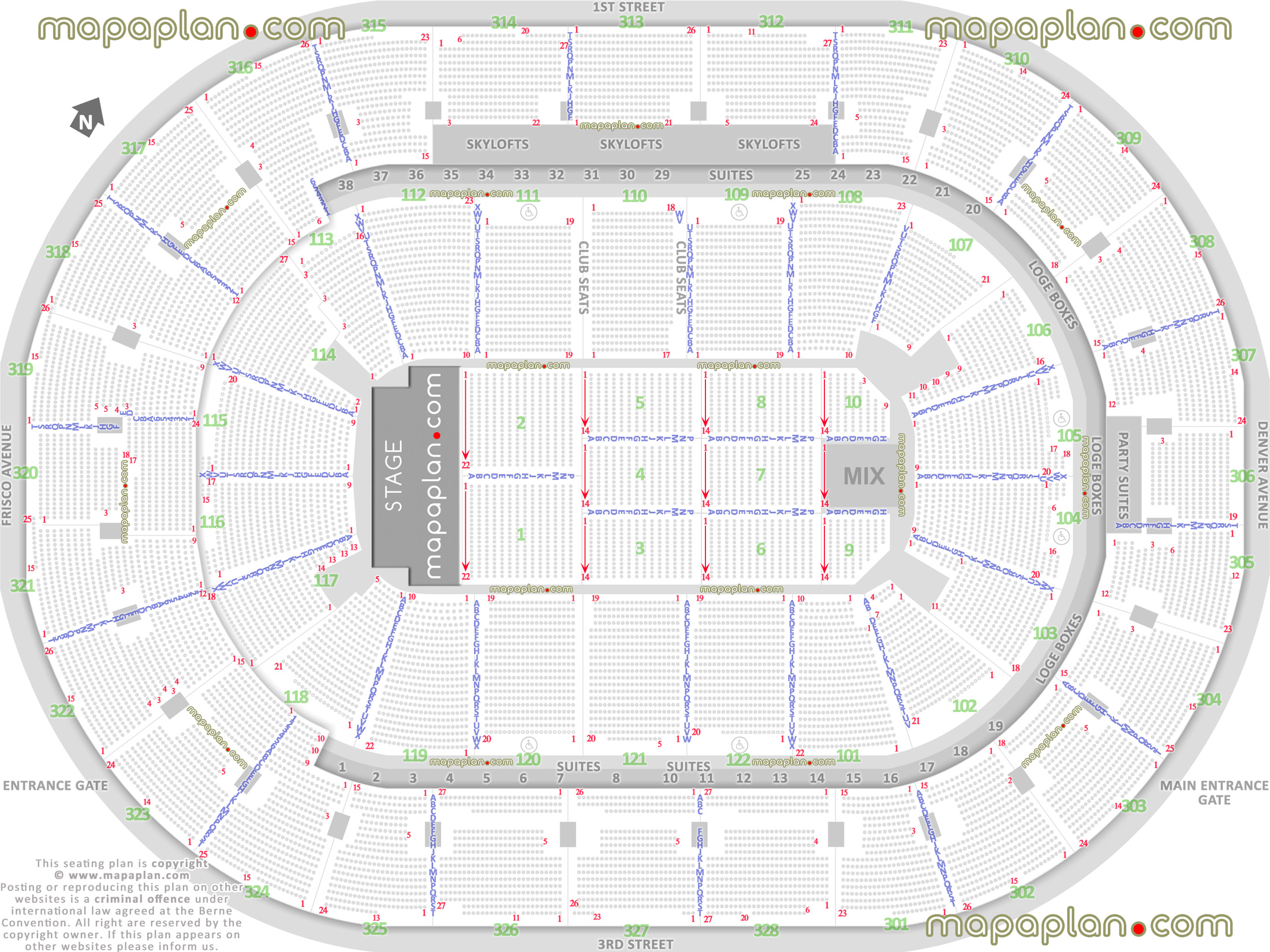 detailed seat row numbers end stage concert sections floor plan map arena lower upper level layout Tulsa BOK Center seating chart