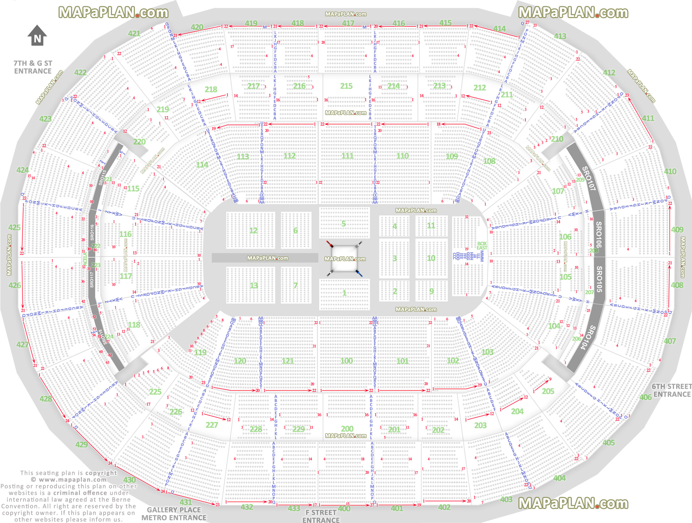 wwe live wrestling boxing events ring configuration row letters good bad seats Washington DC Verizon Center seating chart