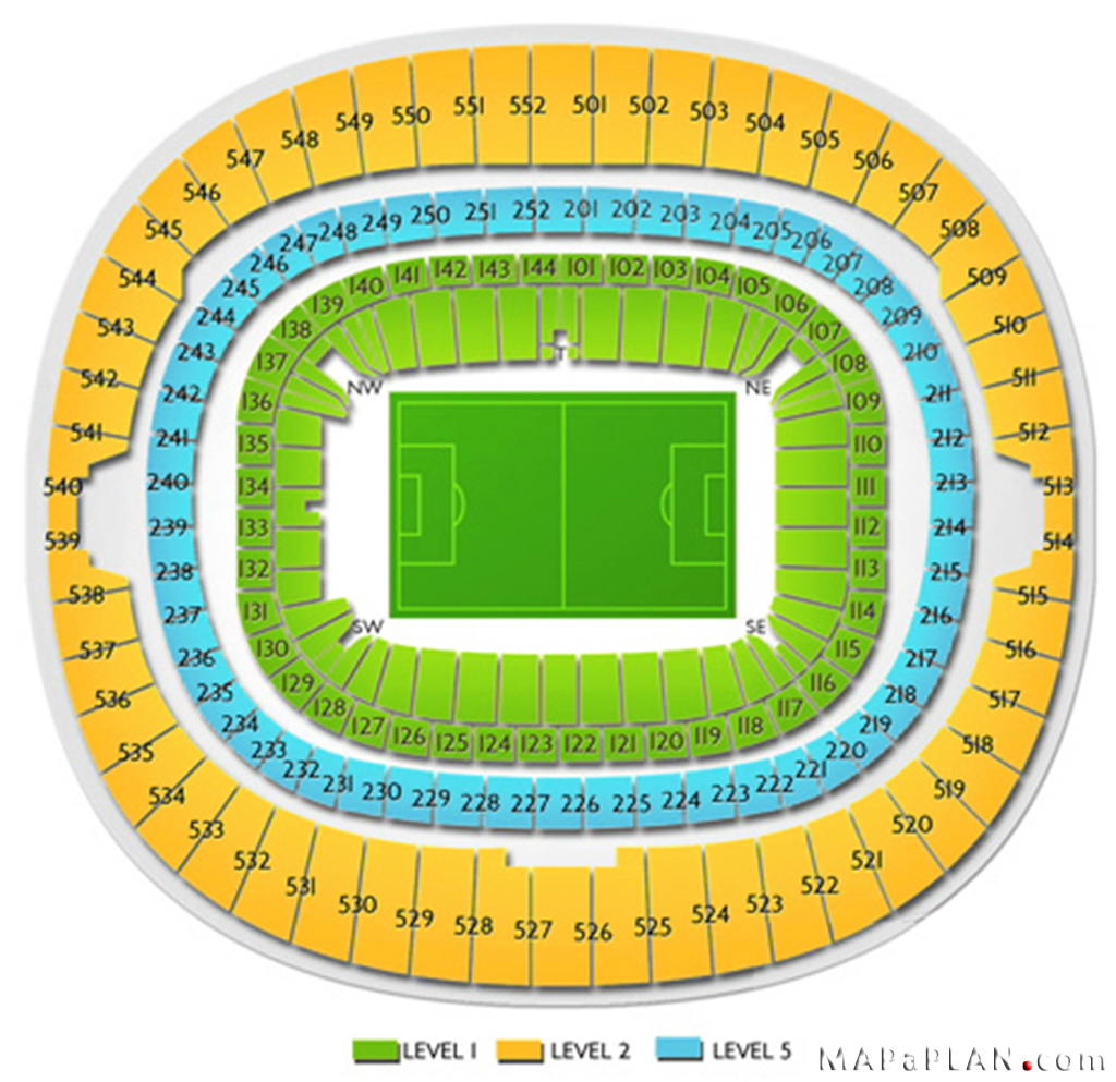 Wembley Stadium seating plan Football matches individual block numbers