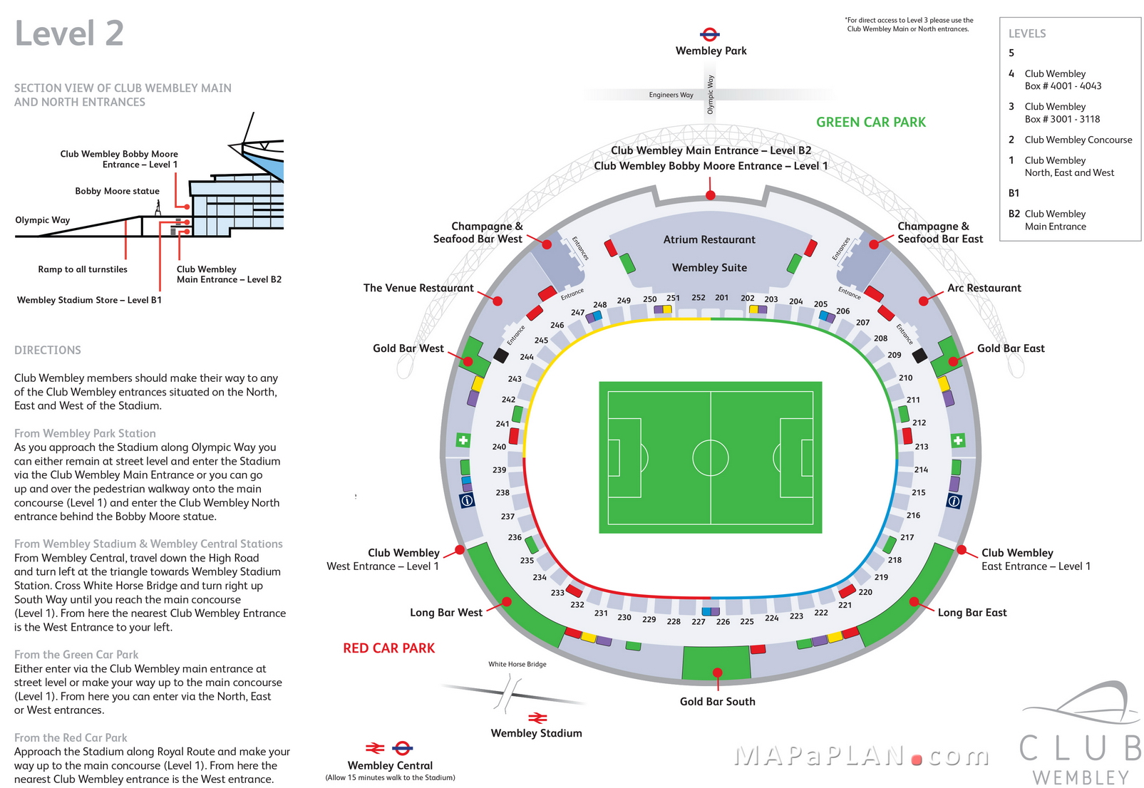 Wembley Stadium seating plan Level 2 Club Wembley directions virtual tour