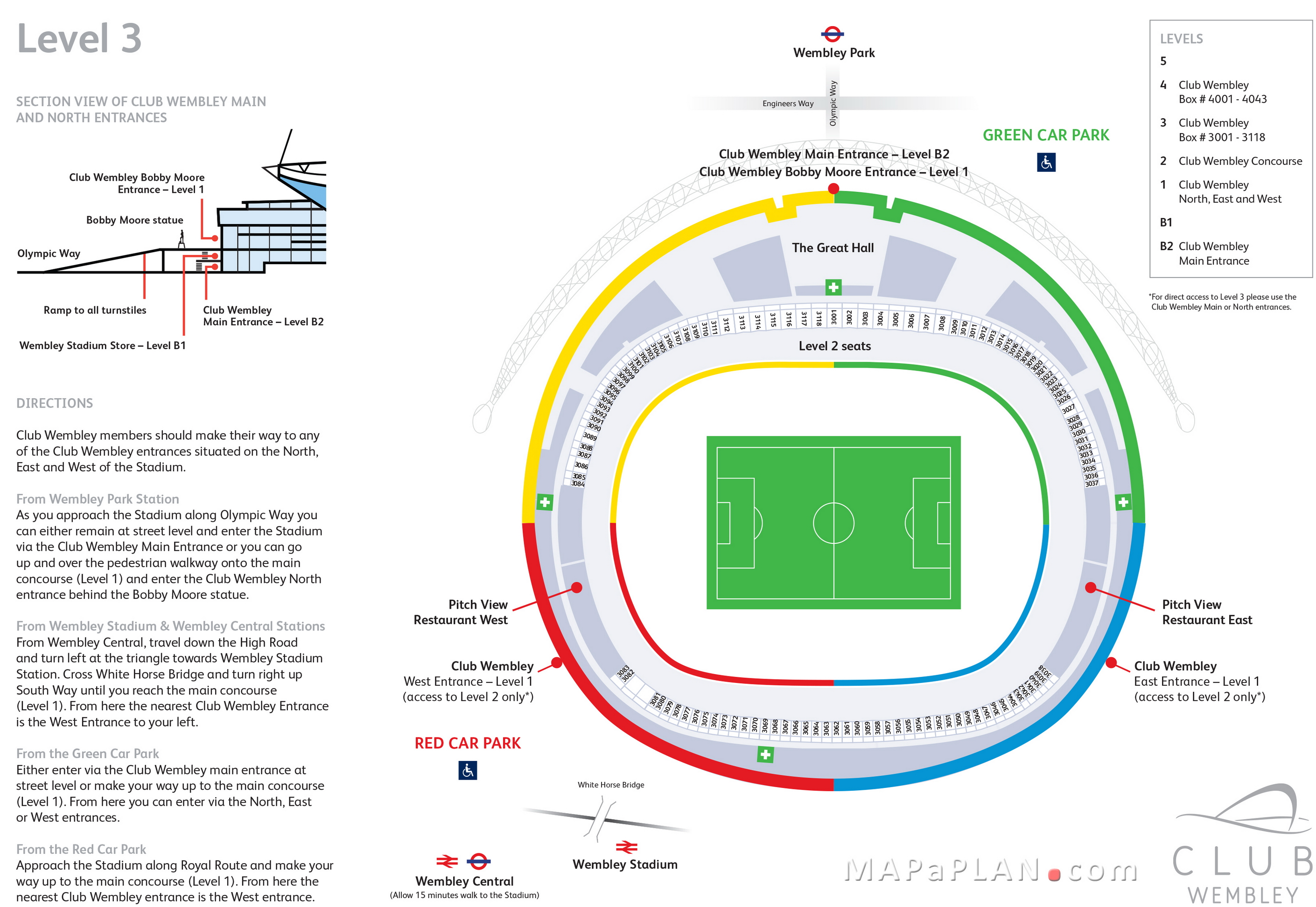 Wembley Stadium seating plan Level 3 Club Wembley boxes