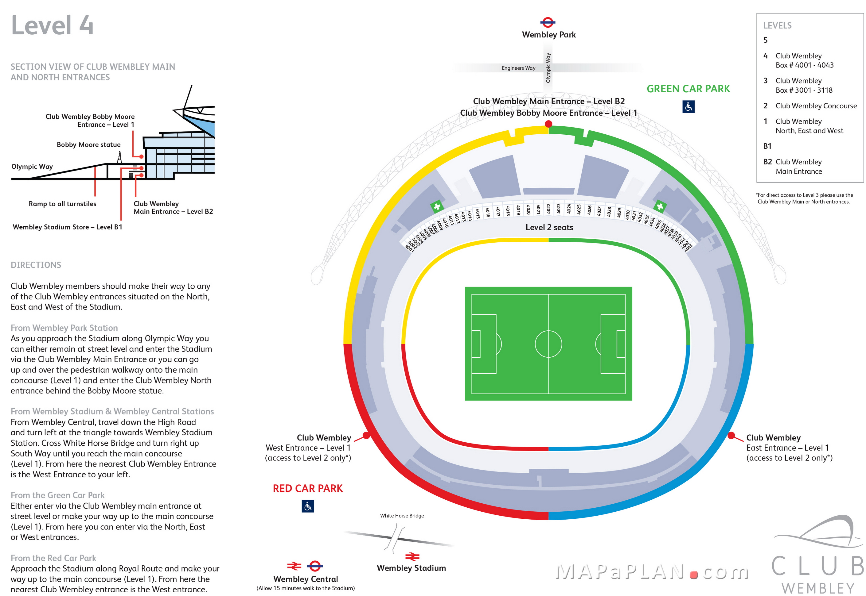 Wembley Stadium seating plan Level 4 Club Wembley boxes