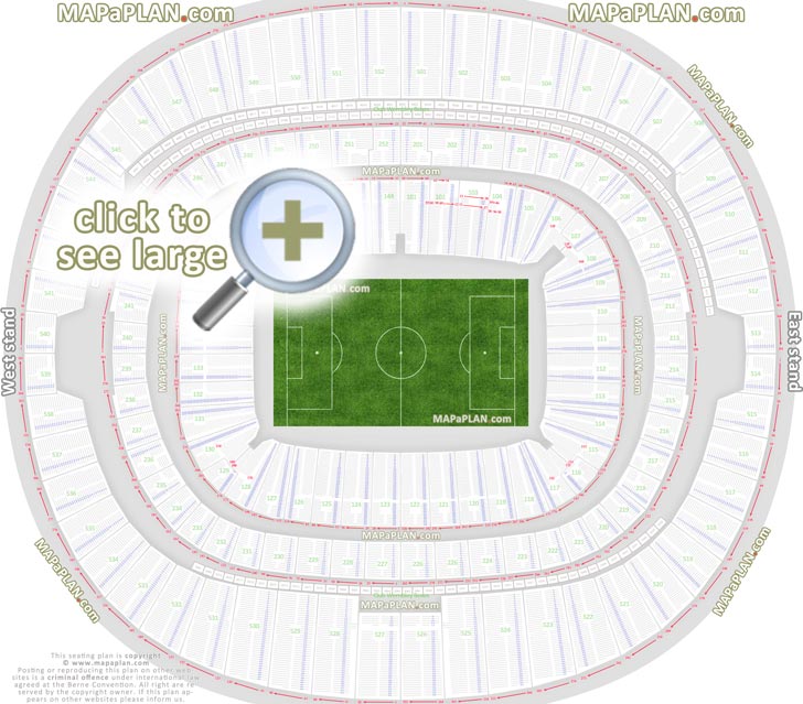 Wembley Stadium seating plan Detailed row and block numbering diagram for football cup finals matches