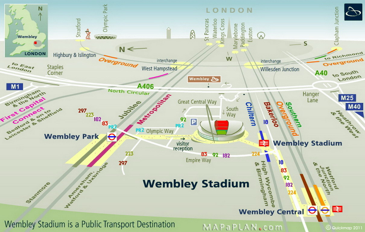 Wembley Stadium seating plan Getting there by public transport nearest train tube overground line station and bus stops