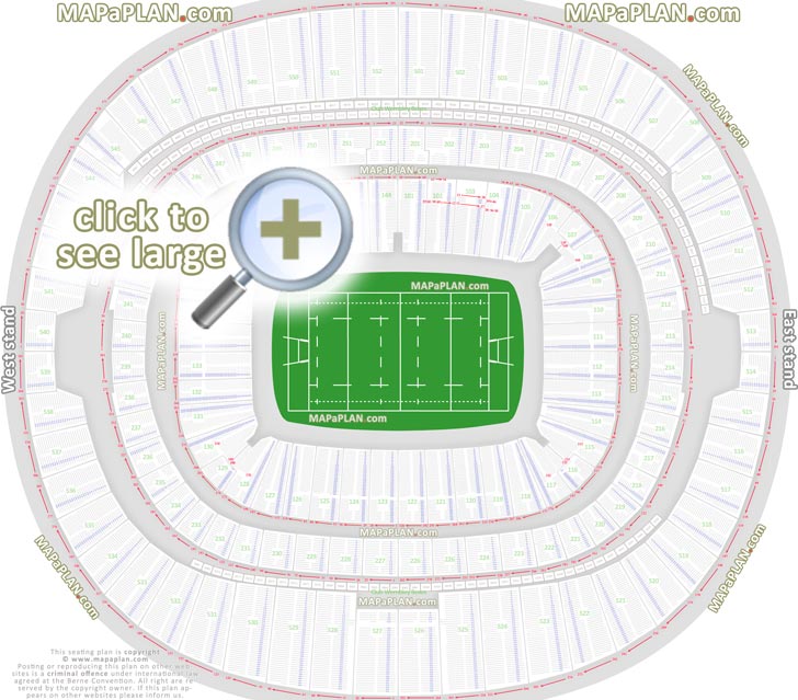 Wembley Stadium seating plan Detailed rows and blocks numbering for American Football NFL games in London