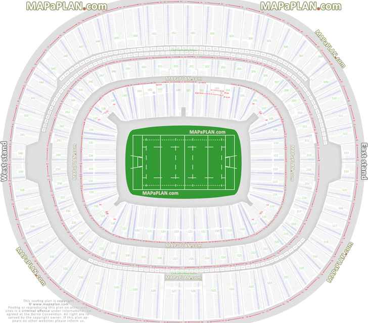 Wembley Stadium seating plan Detailed rows and blocks numbering for American Football NFL games in London