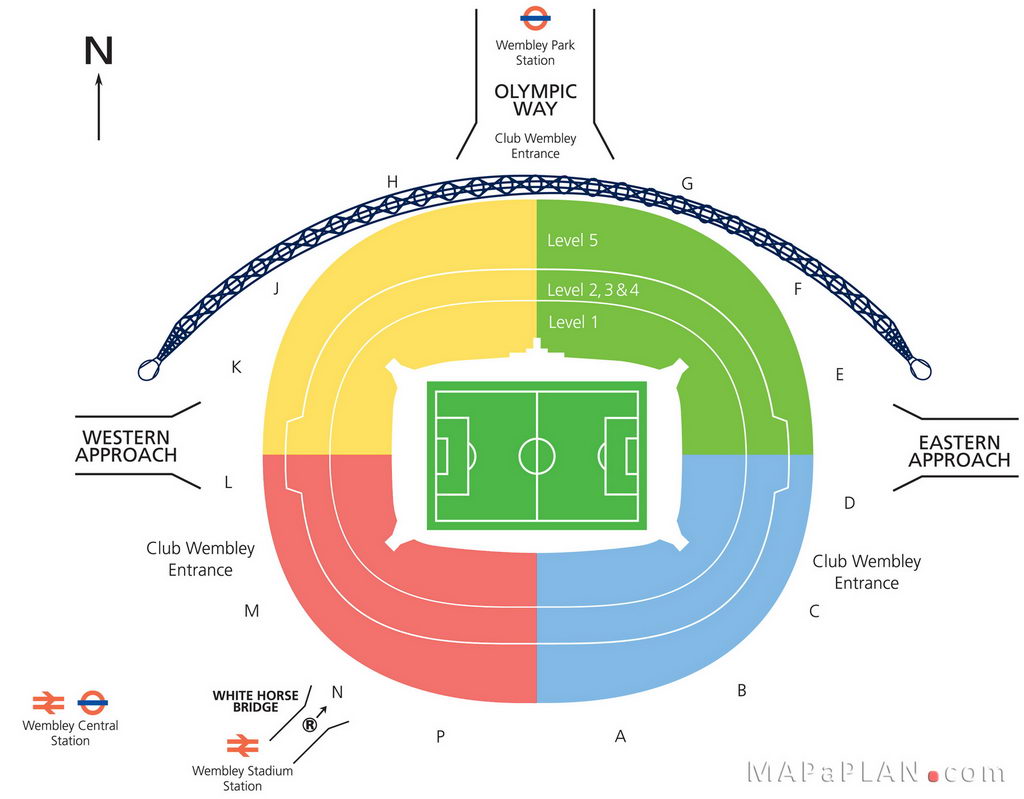 Wembley Stadium seating plan Lower and upper tier access layout