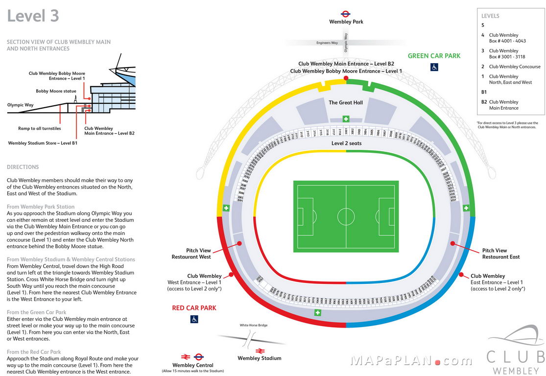 Wembley Stadium seating plan Level 3 Club Wembley boxes
