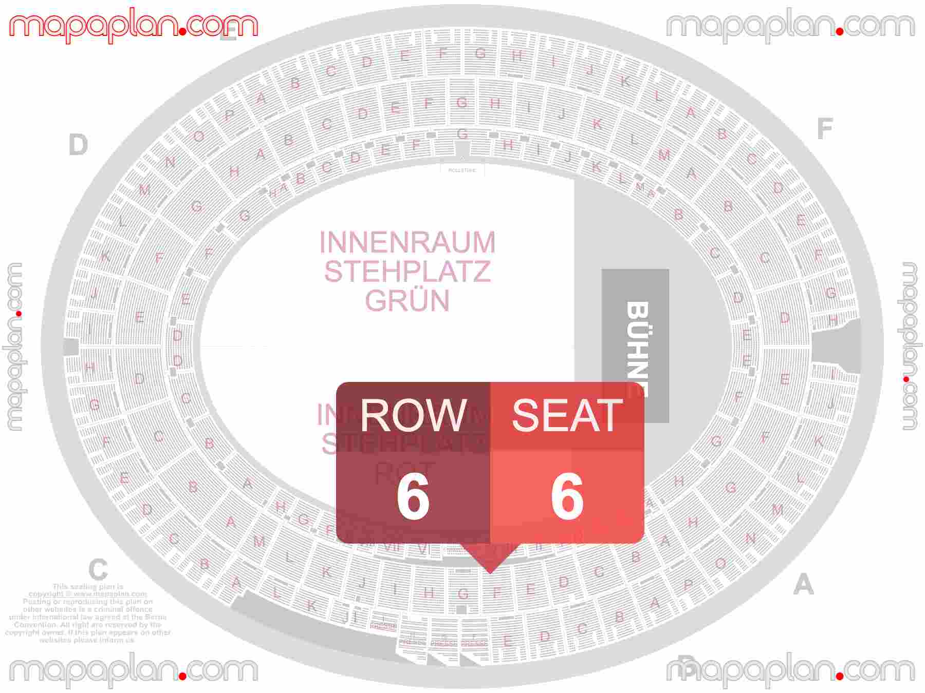 Vienna Ernst Happel Stadion seating plan Concert & Football Konzerte und Fußball Sitzplan mit Sitzplatz & Reihennummerierung detailed seat numbers and row numbering plan with interactive map map layout