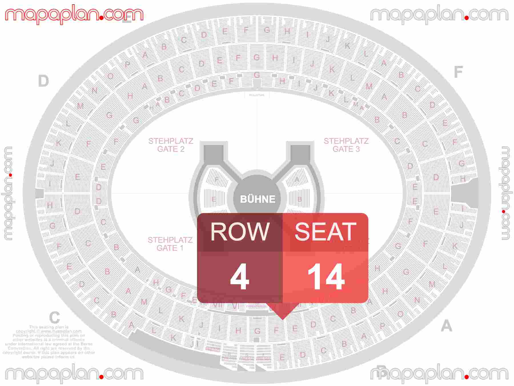 Vienna Ernst Happel Stadion seating plan Concerts Konzert besten Sitzplätze interaktiv Sitzplan mit Sitzplatznummerierung und Reihennummerierung inside capacity view arrangement map - Interactive virtual 3d best seats & rows detailed stadium image configuration layout