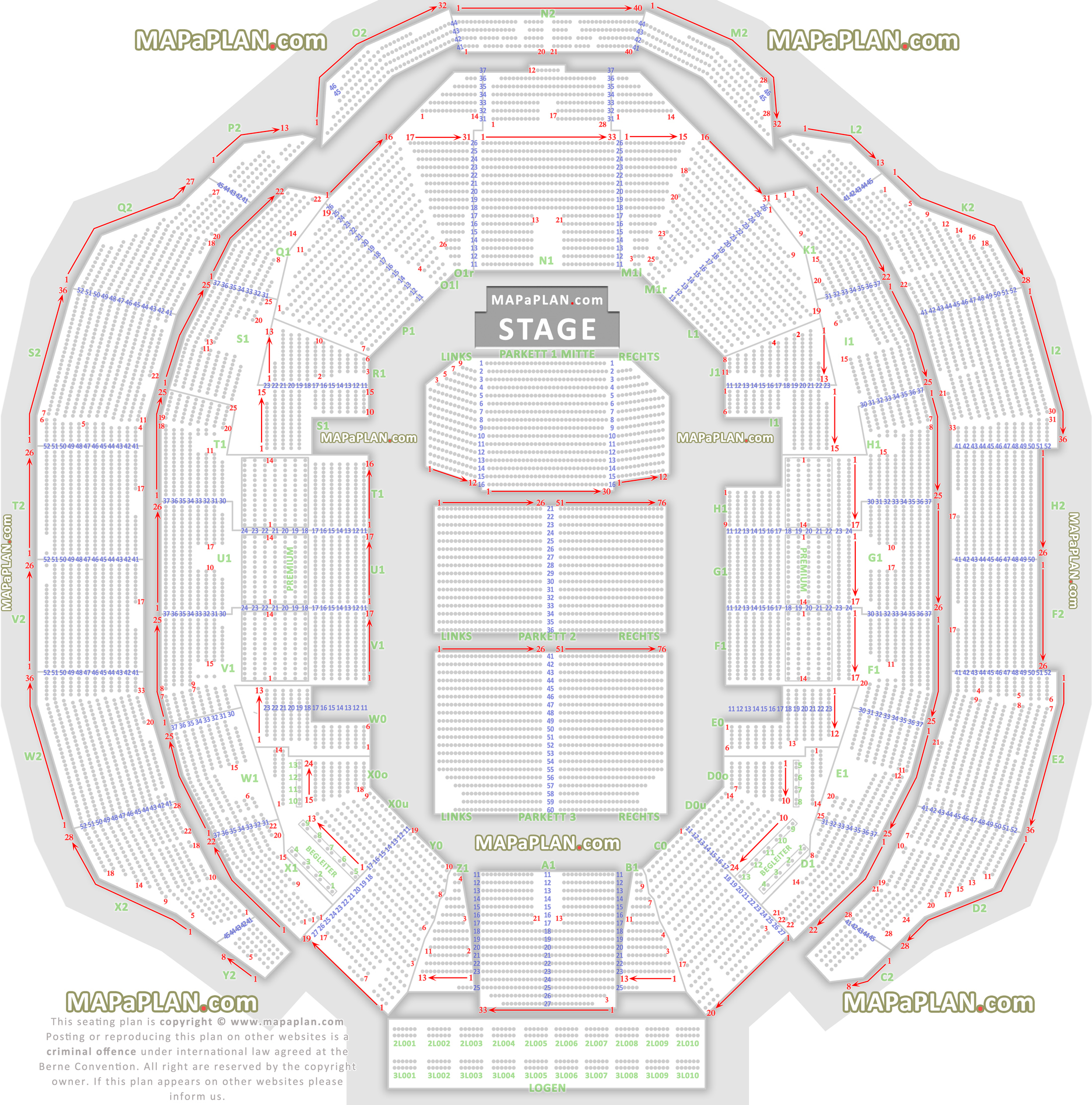 detailed seat numbers layout interaktiv konzert sitzplan saalplan mit besten plätze reihen sitzanordnung premium logen Zurich Hallenstadion seating plan