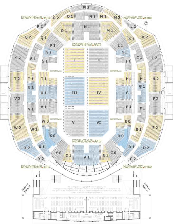 detaillierter bestuhlung sitzplatzplan mit sitze sektoren sitzplatznummerierung golden circle vip bereich hallenplan plan de salle plan des places Zurich Hallenstadion seating plan