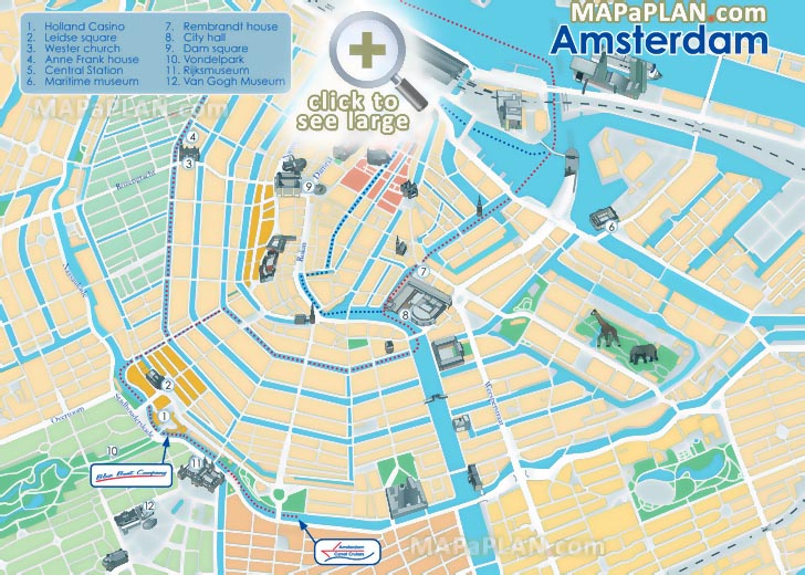 Blue Boat Company canal cruises water routes Amsterdam top tourist attractions map