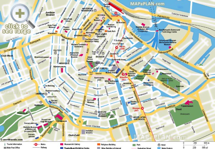 What to do in a week diagram with scale Amsterdam top tourist attractions map