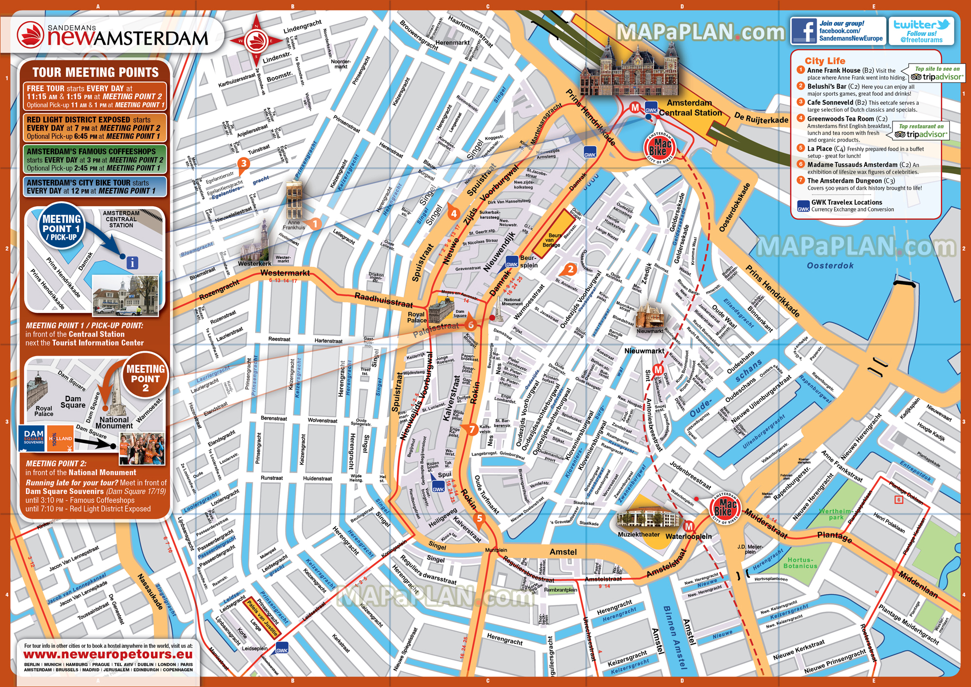 Red Light District Exposed Famous Coffeeshops City Bike bicycle Tours Amsterdam top tourist attractions map