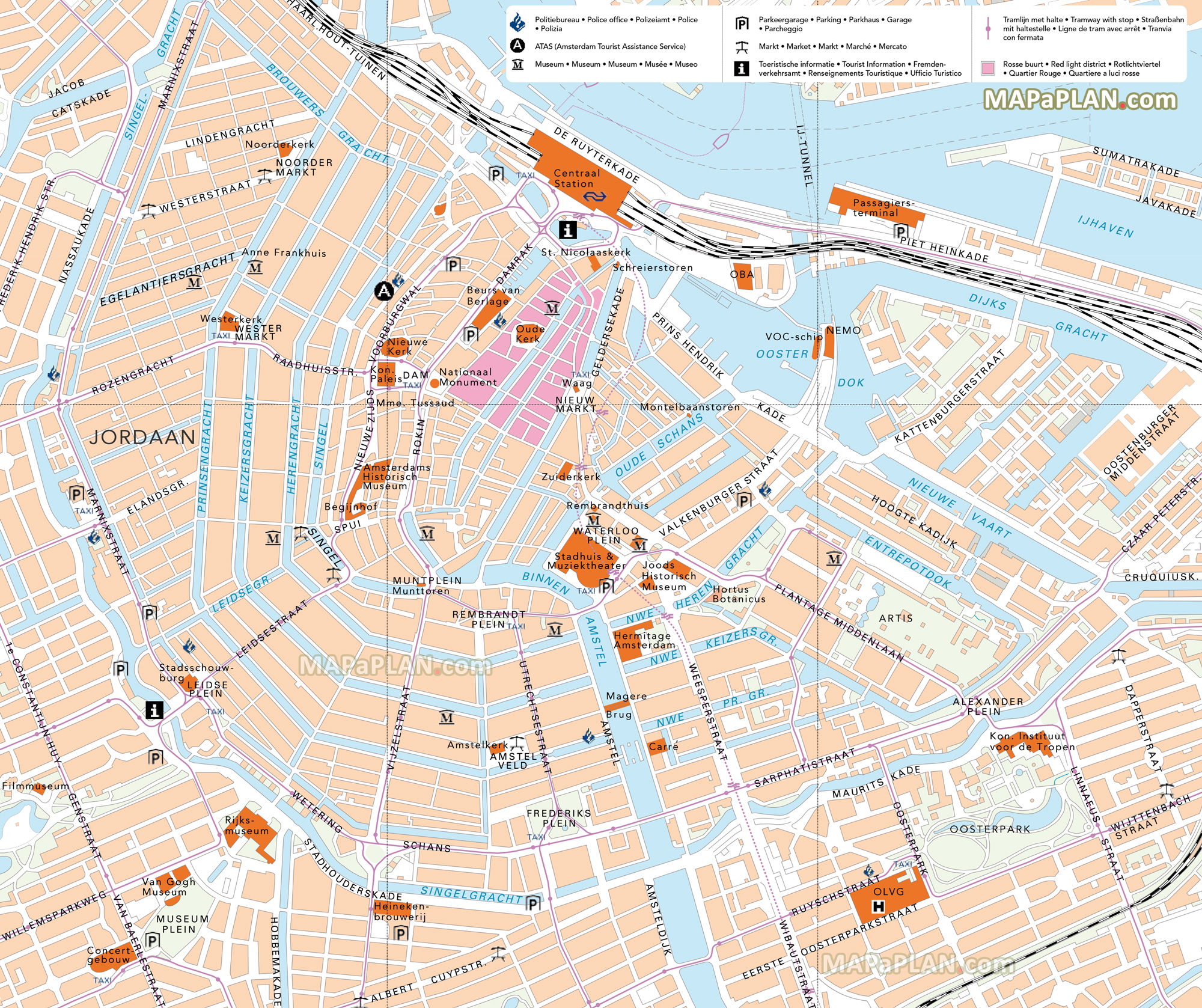 Red Light District location map best tourist attractions Amsterdam top tourist attractions map