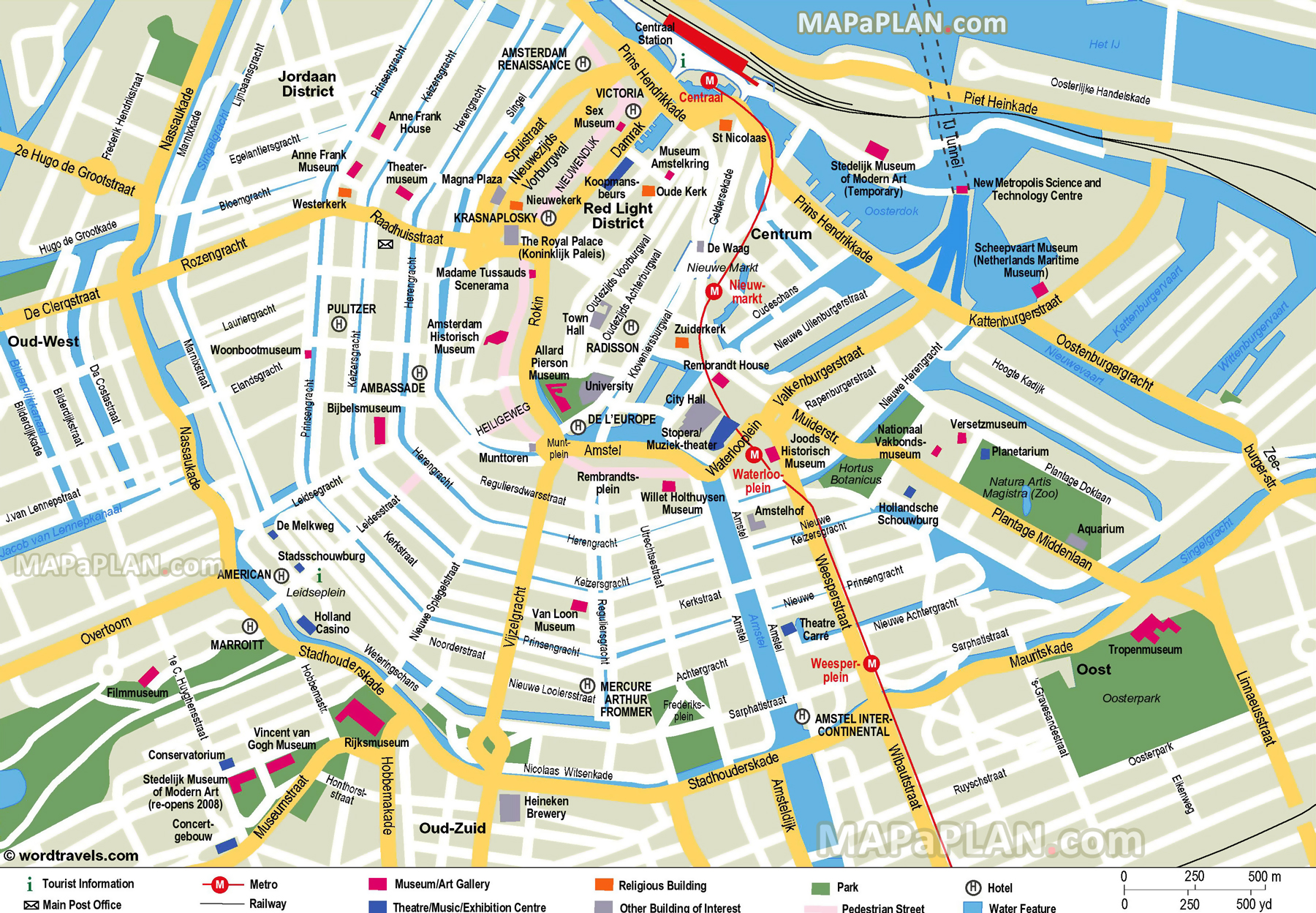 What to do in a week diagram with scale Amsterdam top tourist attractions map