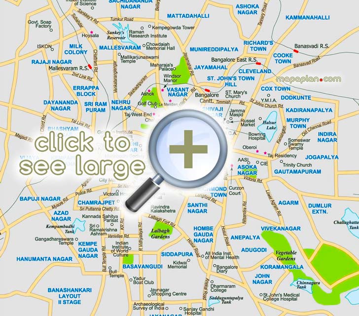bengaluru printable detailed interactive virtual city centre downloadable tourist guide visitors english simple outline neighborhoods districts roads hotels must see places free download layout plan offline travel places visit must see tourist attractions famous destinationss Bangalore Top tourist attractions map