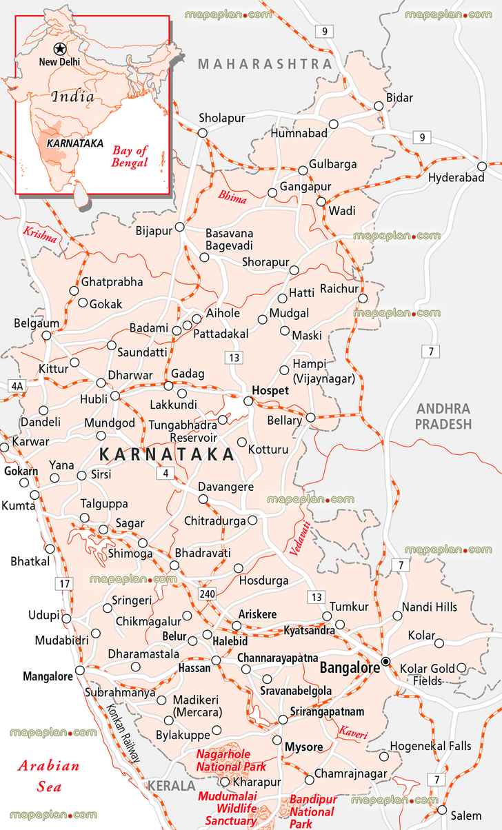 Bangalore karnataka region india free printable virtual explorer visitors plan roads train lines places cities townss Bangalore Top tourist attractions map