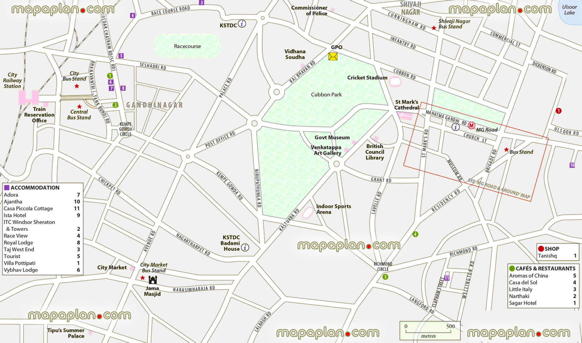 cubbon park central Bangalore city pop up attractions hotels restaurants free download print 1 day trip travel guide locations major attractions great historic spots best must see sights detailed view orientation navigation directionss Bangalore Top tourist attractions map