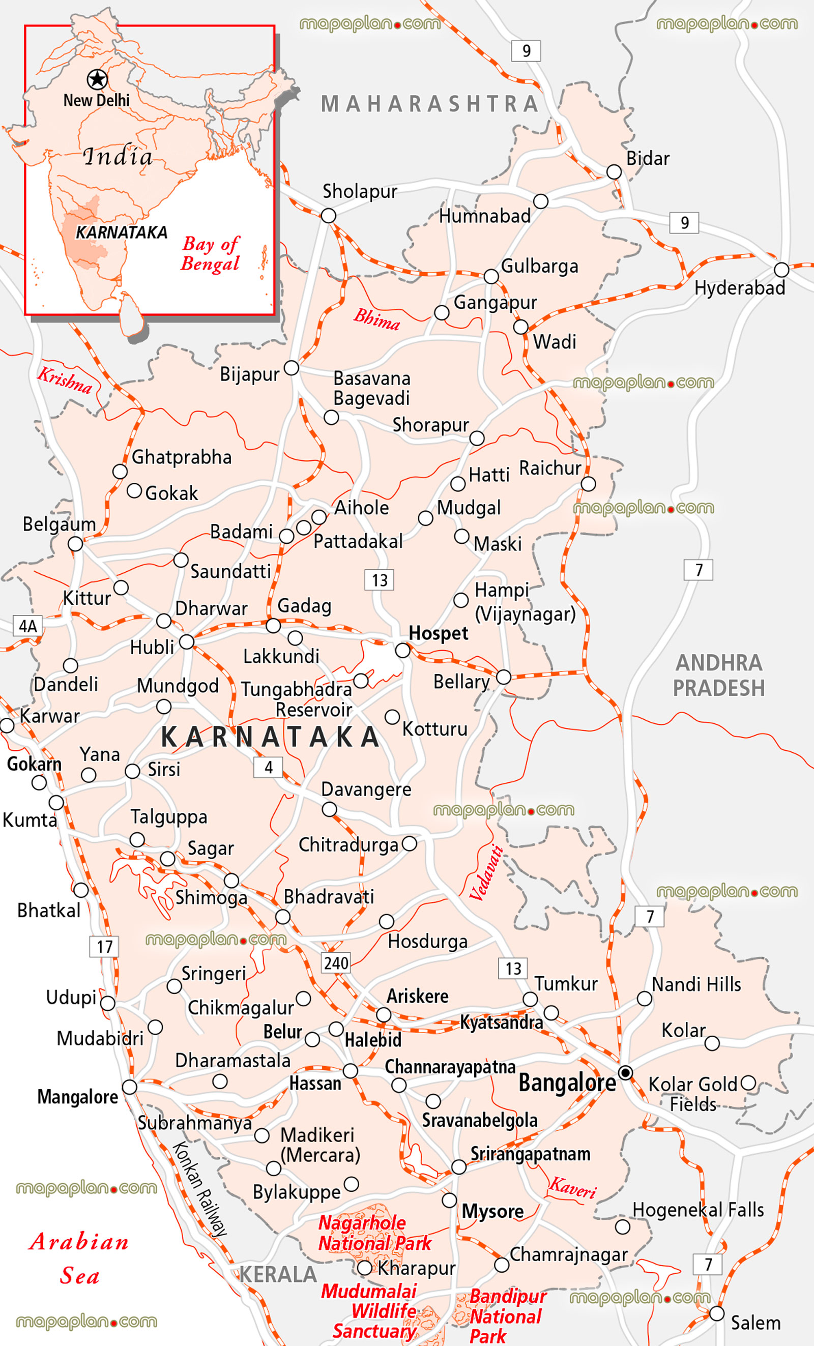 bangalore karnataka region india free printable virtual explorer visitors plan roads train lines places cities townss Bangalore Top tourist attractions map