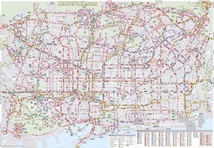 Bus routes stations public transport lines planner Barcelona top tourist attractions map