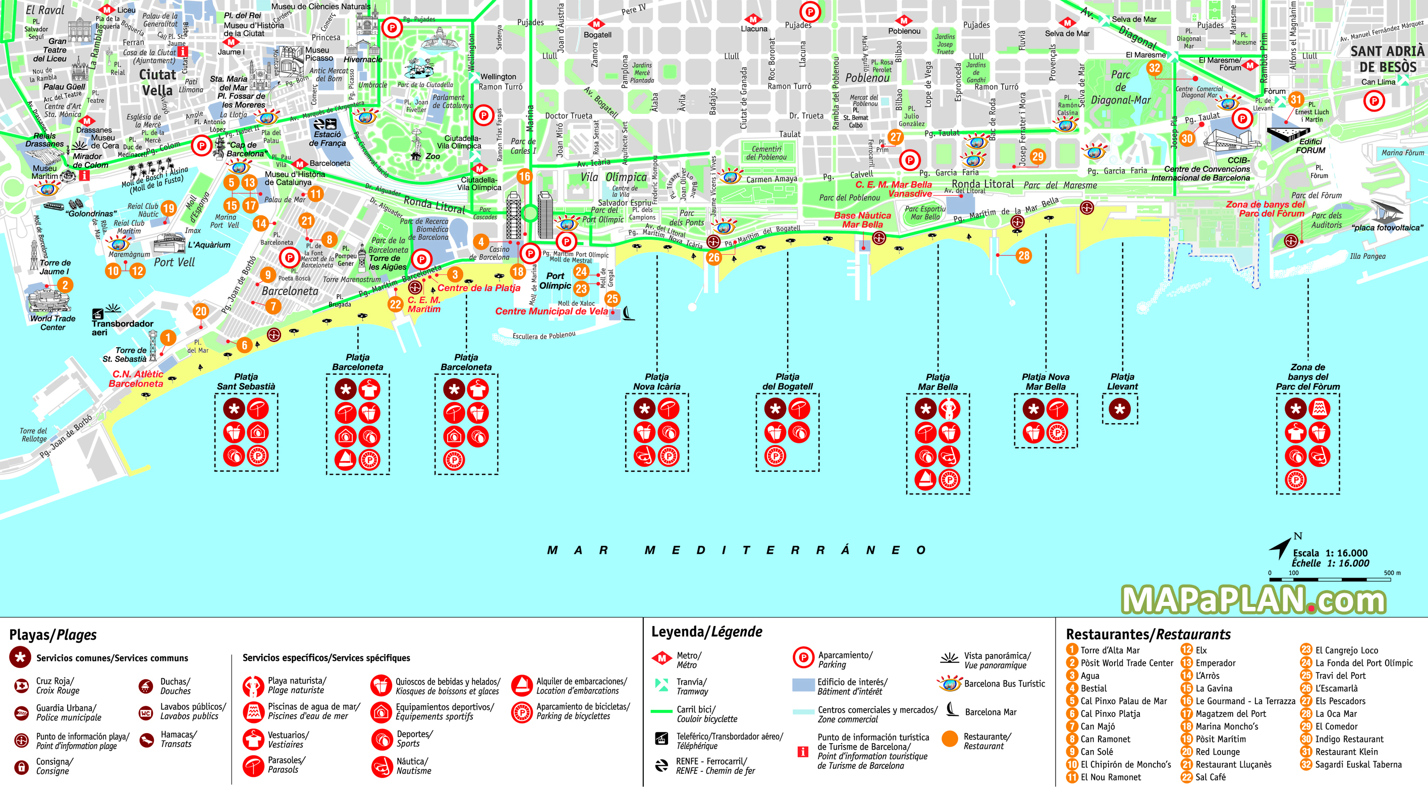 Best beach travel guide with favourite things to do Barcelona top tourist attractions map