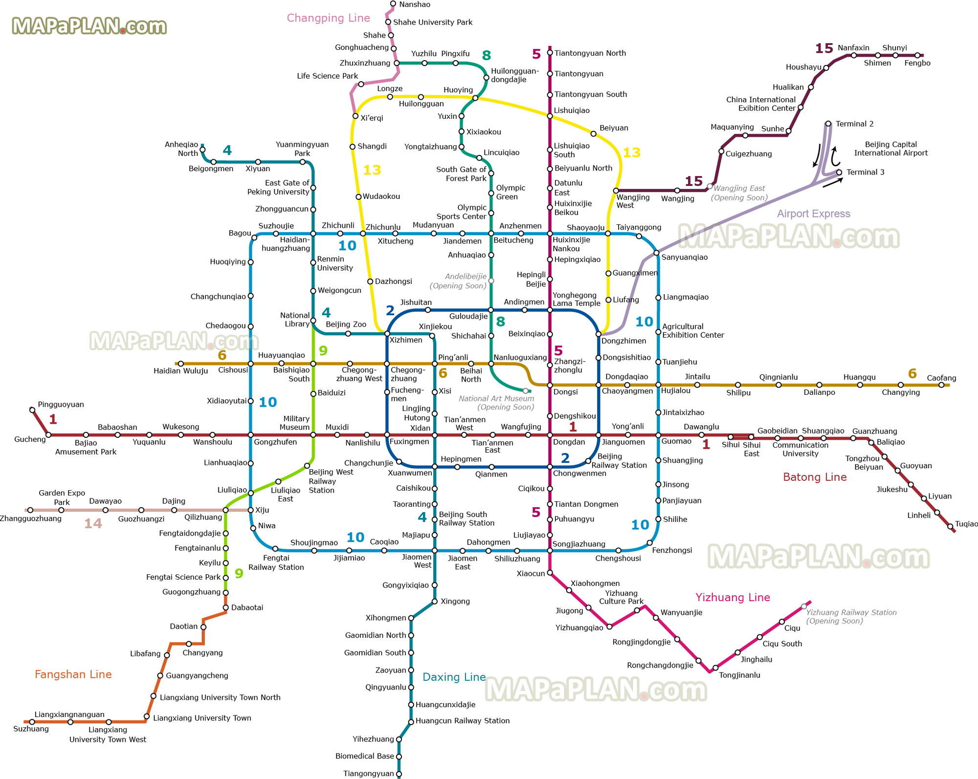 metro subway ditie underground lines stations public transportation system rapid mass transit mtr capital airport express railway Beijing top tourist attractions map