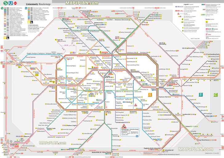 metro u bahn untergrundbahn tube underground subway surface rail s bahn a b c zones Berlin top tourist attractions map