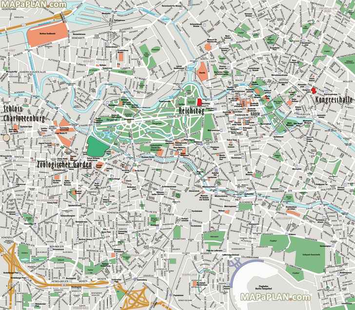 must do map reichstag zoo charlottenburg palace hotel accommodation Berlin top tourist attractions map